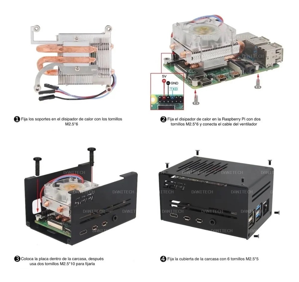 Case Metálico con ventilador Para Raspberry Pi 4 - imagen 4